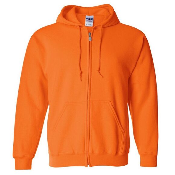 Gildan Heavy Blend Unisex Adult Full ZipSweatshirt Top/ Safety Orange